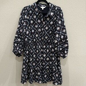 Lauren Conrad Floral Balloon Sleeve Midi Dress Size XL